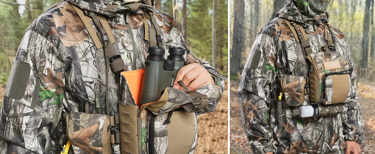 VOTAGOO Fernglas-Tragetasche, Bino-Brusttasche mit Magnetverschluss und MOLLE-System, Wasserabweisend für Jagd und Outdoor-Aktivitäten – Detail 6