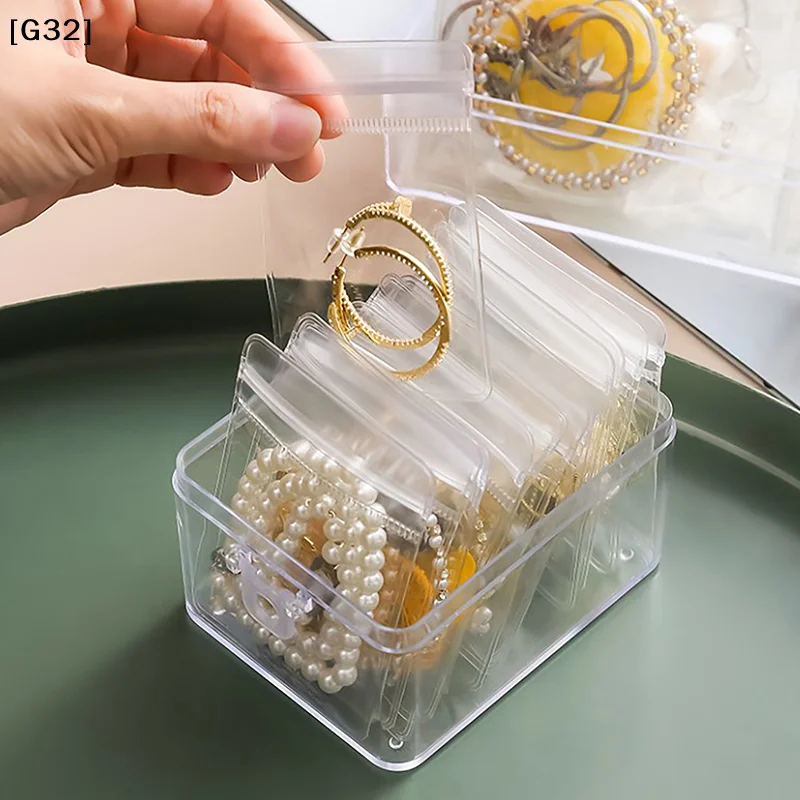 10Pcs Jewelry Storage Bag Box Anti-Oxidation Transparent Jewelry Organizer for Earring Necklace Bracelet Ring Holder  Bag[G32]