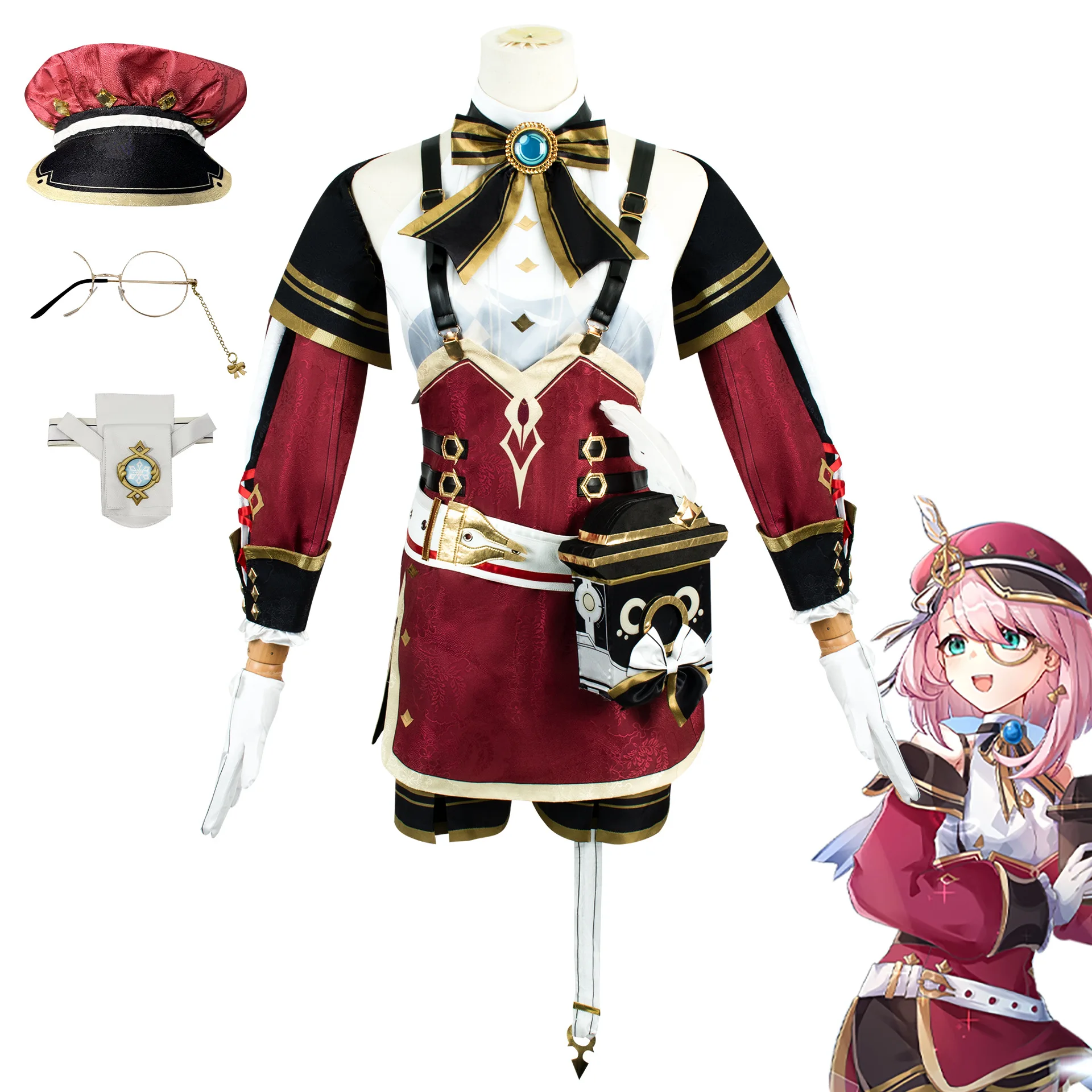 

Genshin Impact Cosplay Costume - Charlotte Cosplay Female Reporter Of Liyue Full Set Of Cosplay Costume For Women's Clothing