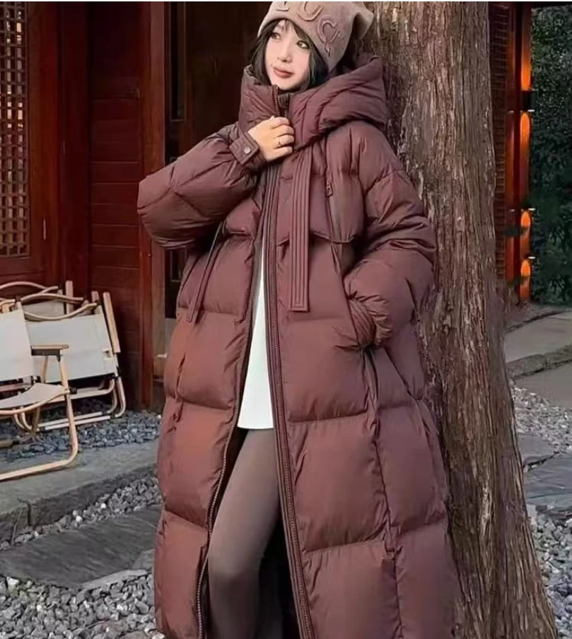 2024 Nowa zimowa damska biała kurtka puchowa z kapturem Kobieca gruba ciepła odzież wierzchnia Casual Over Size Patchwork Coats