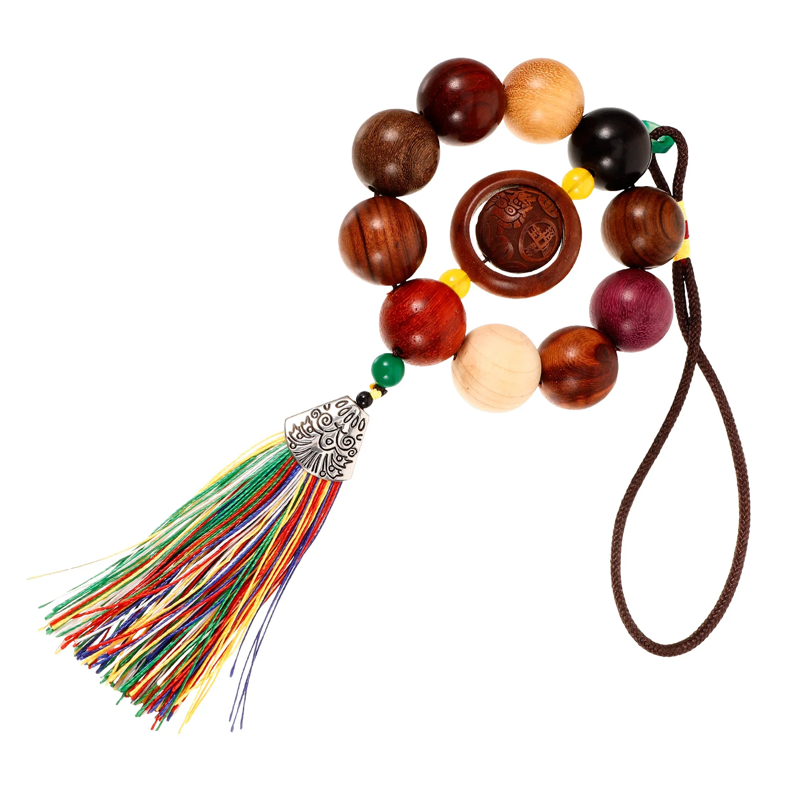 

Sandalwood Rosary Hanging Ornament Rearview Mirror Pendant Decor Accessory Interior Charm Wooden Decoration Mirror Accessory