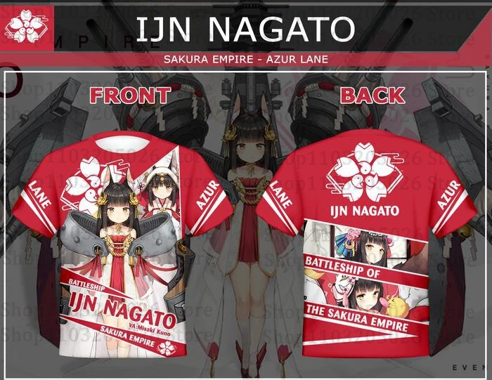 New Game Azur Lane All Role Playing T-shirts 3D IJN Kaga Print Unisex Anime Tees Summer Men Women Harajuku Short Sleeve Y2k Tops