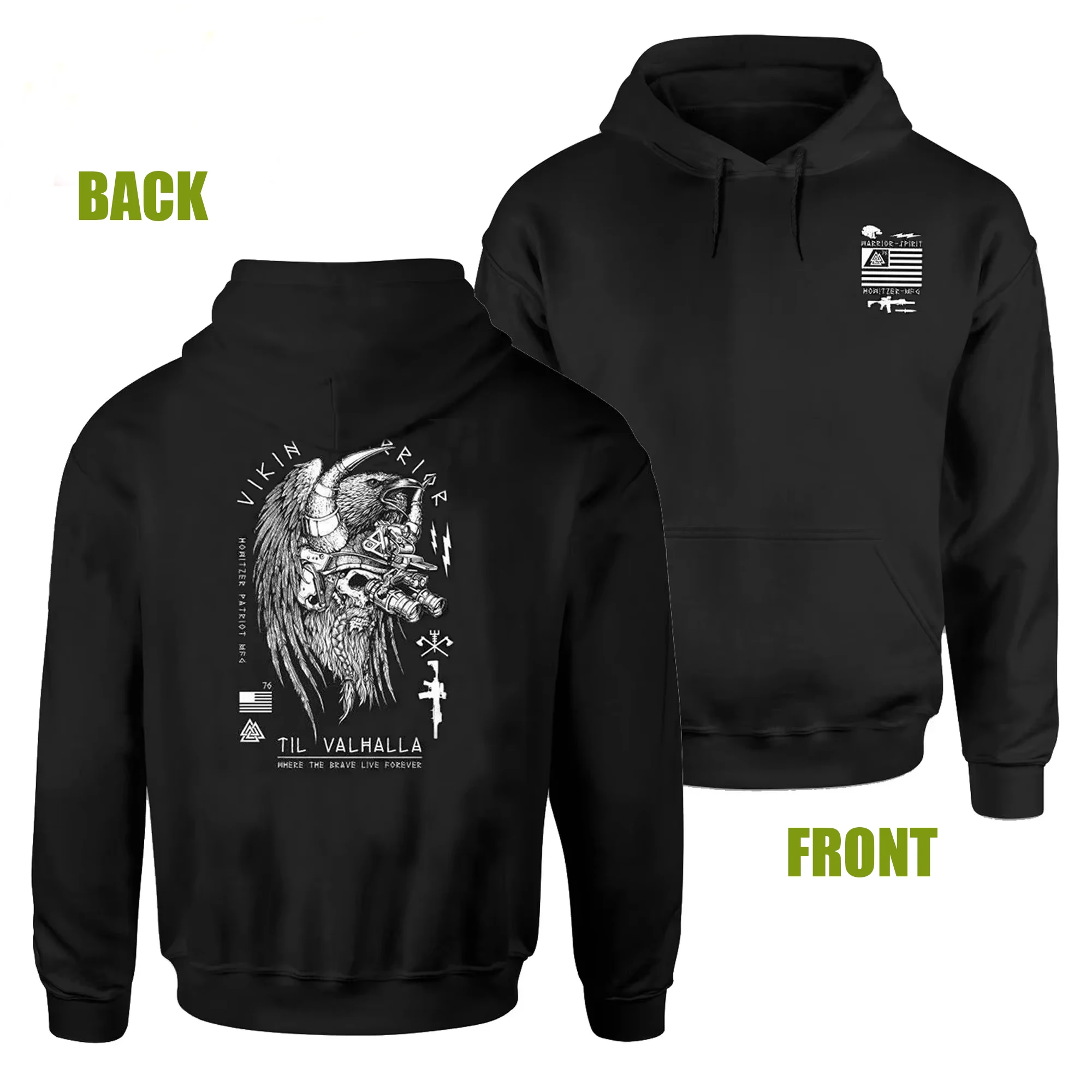 

Nordic Warrior Tactics Skull Raven Till Valhalla Grunt Pullover Hoodie 100% Cotton Comfortable Casual Mens Sweatshirt Streetwear