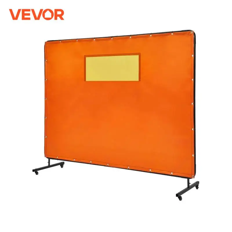 VEVOR 6' x 8' Welding Screen Flame-Resistant Vinyl Welding Protection Screen with Transparent Window for Workshop Industrial