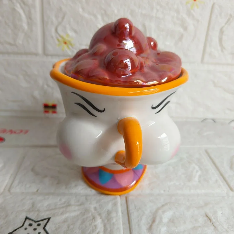 Taza de cerámica con tapa de diseño de la Bella y la Bestia, creativa, para oficina, leche, café, de alta calidad, ideal para regalo.