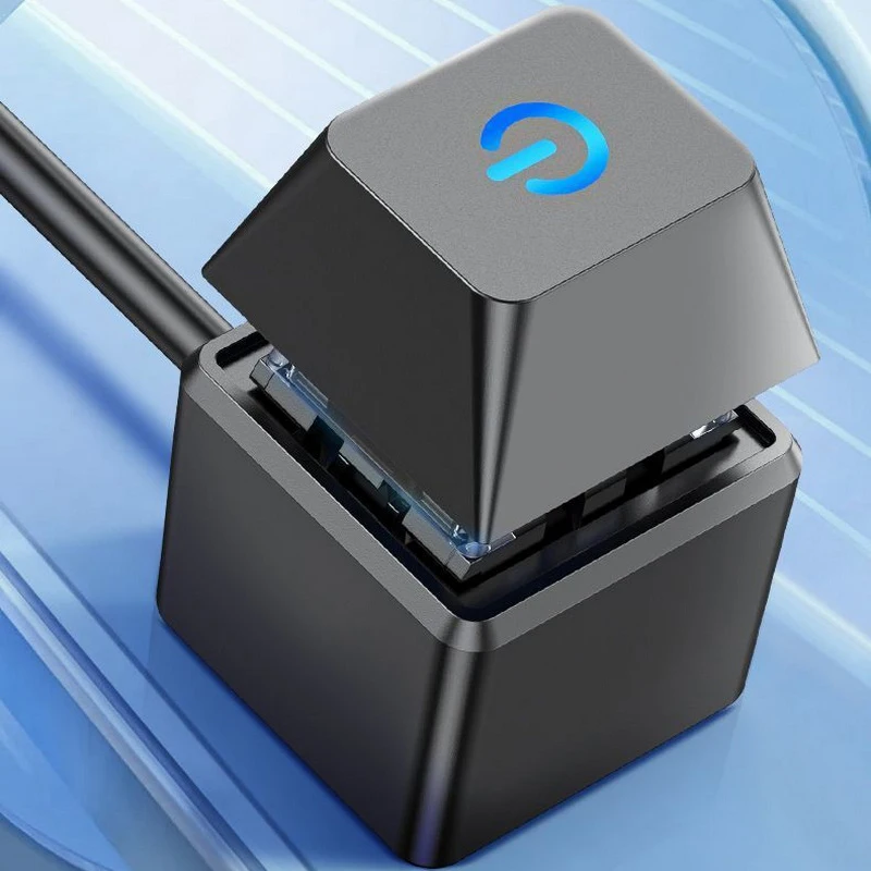 Desktop Computer Power Button Switch for PC Motherboard External 1.8m Start Power Extension Cable with Round Startup Switch