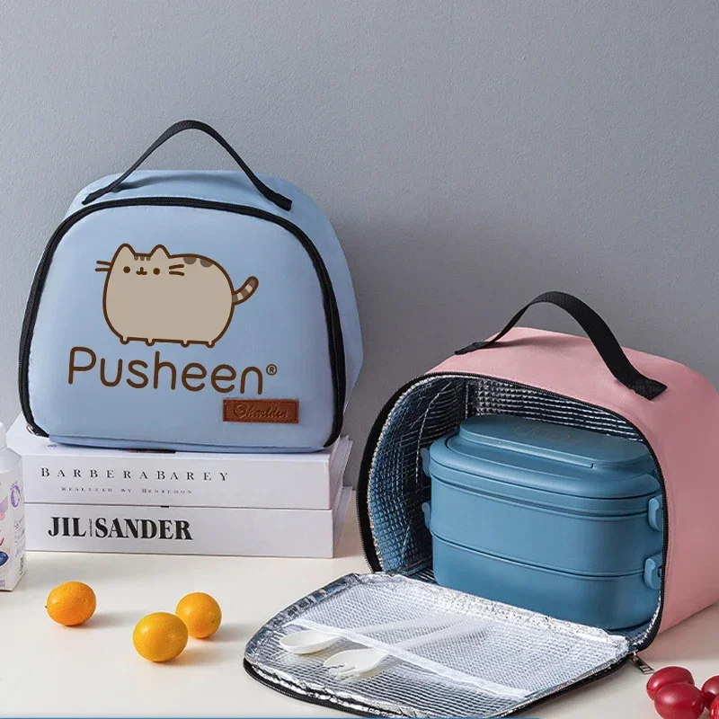 Pusheens Insulated Lunch Bag Bento Pack Aluminum Foil RiceBag Meal Pack IcePack Kid Bento Lunch Handbag Insulation Gift