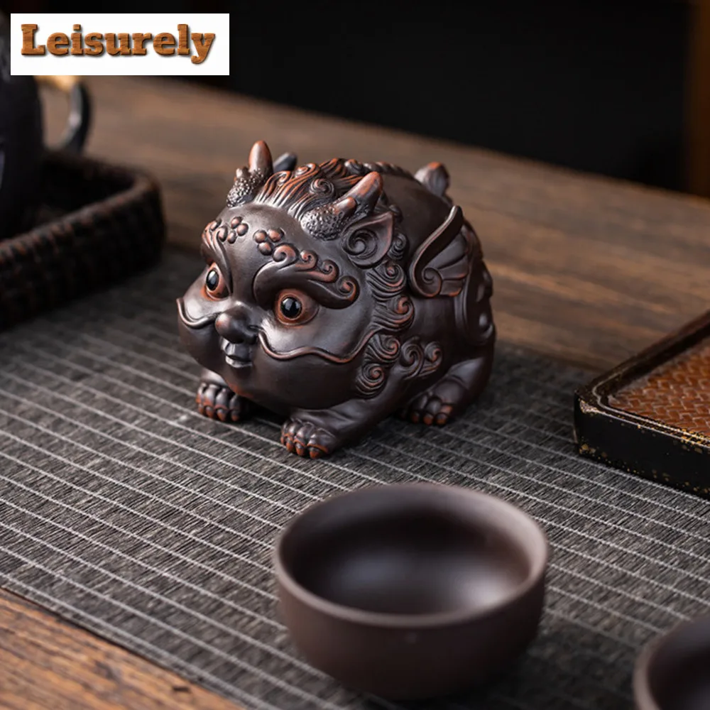 Qingxi Purple Pottery Tea Pet Ornaments Can Be Raised Creative Toads Tea Play Figurine Handmade Pixiu Art Plate Sculpture Crafts