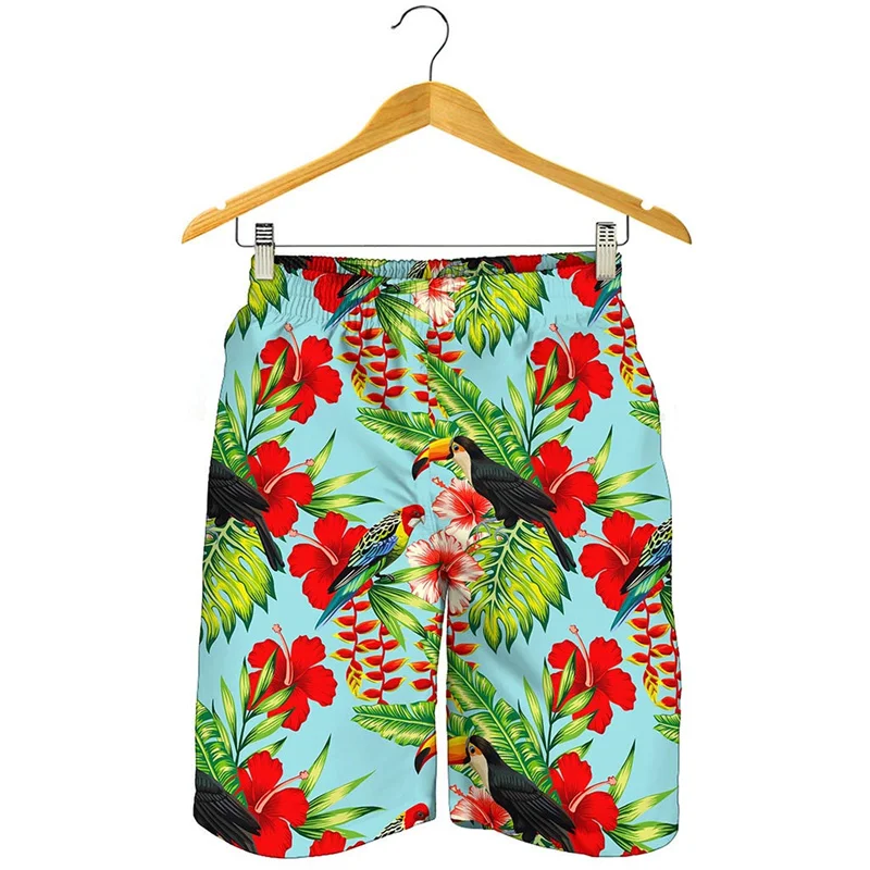 

Tropical Parrot Graphic Beach Shorts Men 3D Printed Toucan Hawaiian Surf Board Shorts Summer Oversized Quick Dry Swimming Trunks