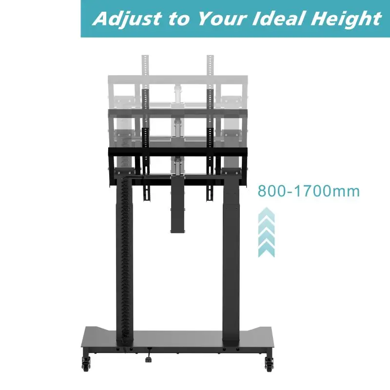 Mecanismo de elevação de TV com tela de 52-84 polegadas Tela motorizada Ângulo móvel universal Inclinação 90 °   Carrinho de TV com altura ajustável