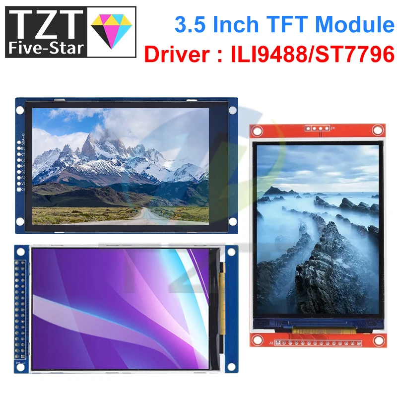 Tzt 3.5 "3.5นิ้วโมดูลหน้าจอสัมผัส LCD TFT 480x320 ST7796U ILI9488จอแสดงผล LCD สำหรับ Arduino Uno MEGA2560โดยไม่ต้องสัมผัส