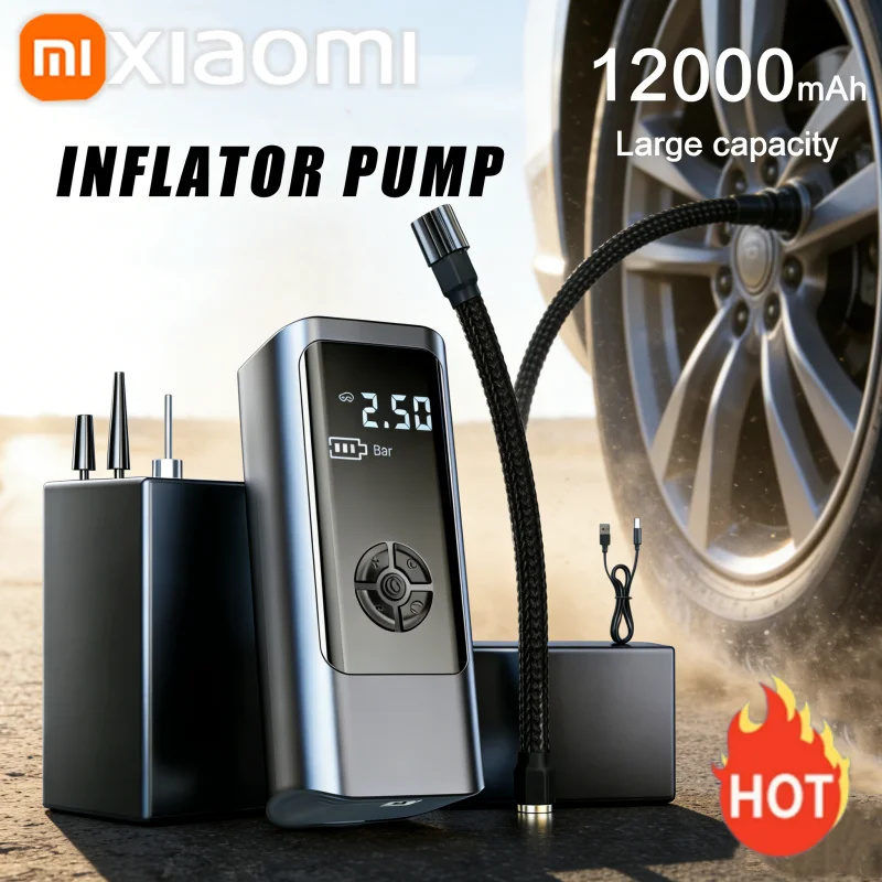 Xiaomi HOT 12000mAh Wireless Portable Car Air Pumps Compressor 12V 150PSI Electric Tire Inflator Pump For Car Motorcycle Balls