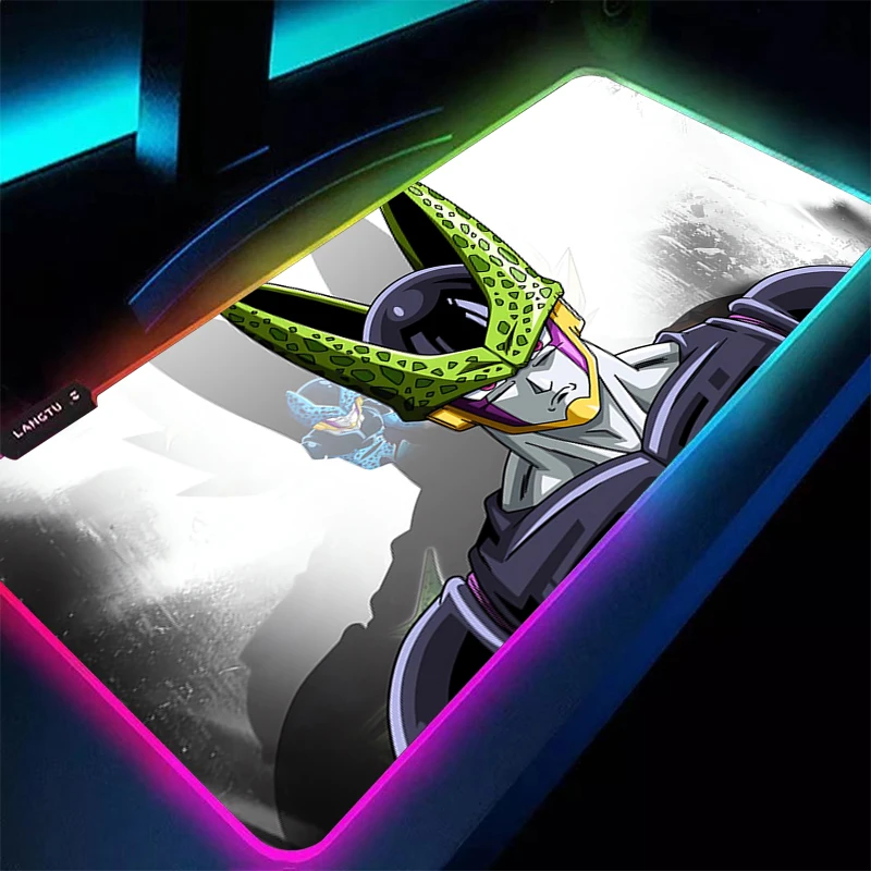 LED Mouse Pad DBZ Dragon Ball Cell Notbook XXL Gamer Keyboard Pad NonSlip Rubber Computer Carpet Desk Mat Cabinet RGB MousePad