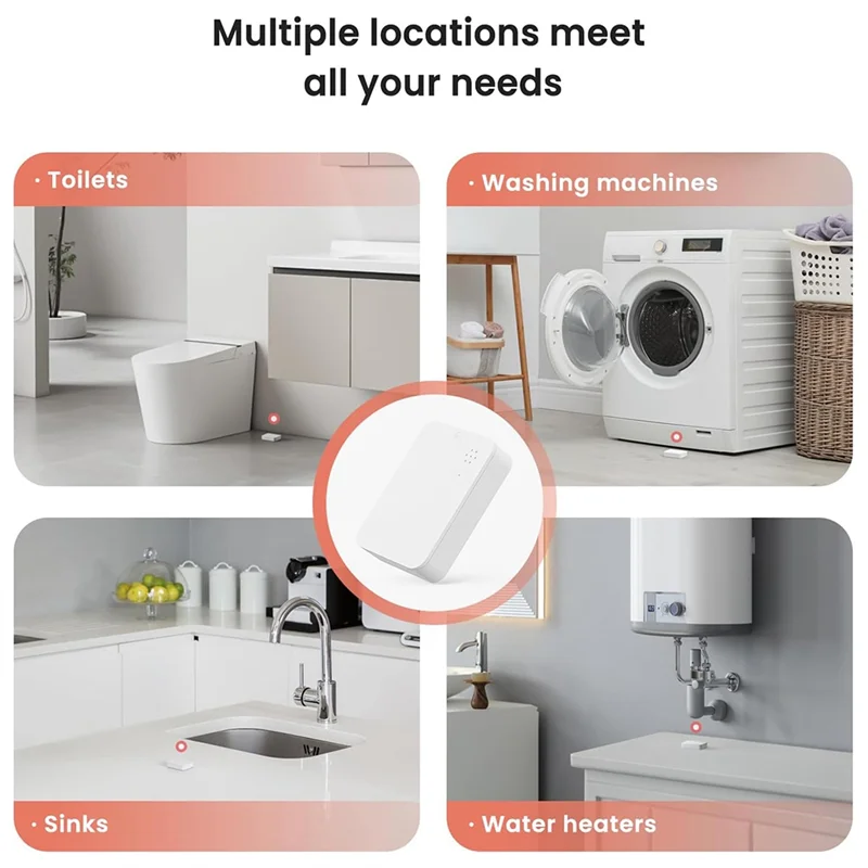 ABBY-Zigbee Water Leak Detector 2.4Ghz Water Sensor Alarm, Alarm Wireless Water Leak Sensor For Basement, Kitchen, Bathroom