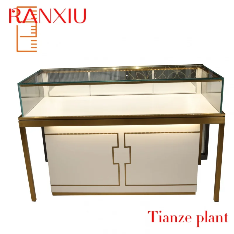 Custom Custom Luxury Glass Display Jewelry Showcase Sale Jewellery Shop Cabinet Jewels Mall Counter Jewelry Kiosk