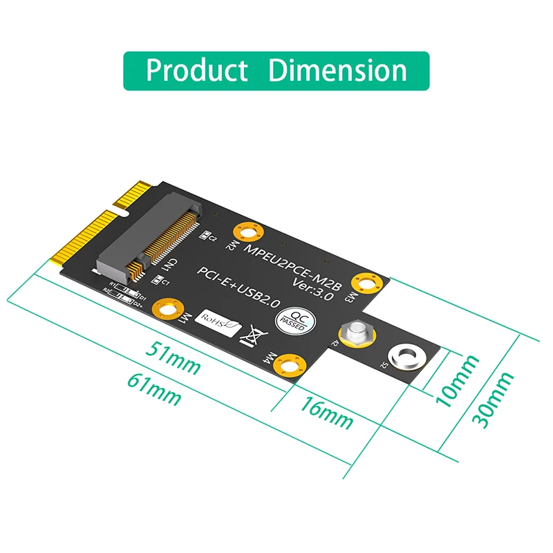 Dual Nano Sim Card Slot, M.2 Chave B para Mini Adaptador PCI-E para Módulo 3G, 4G, 5G, Suporte 3042, 3052, Tipo Chave B, M2, Conversor Riser