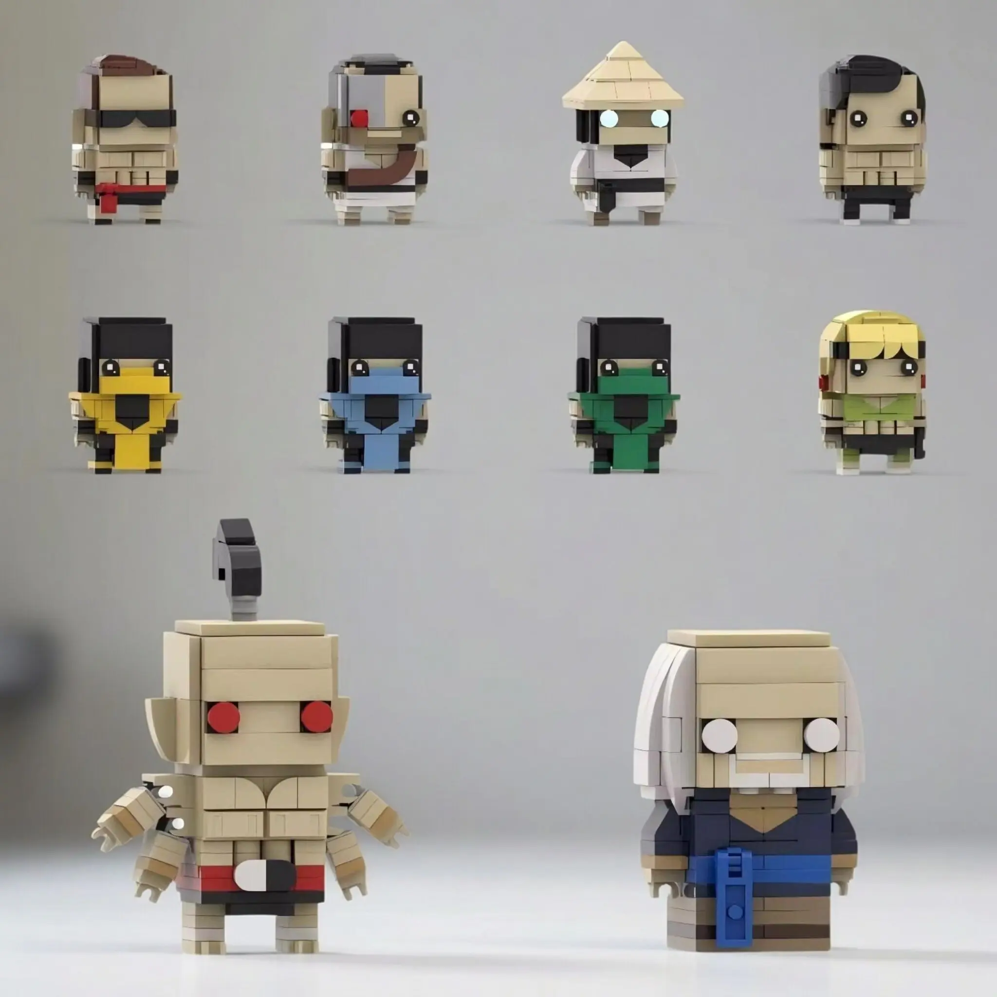 MOC Ideas Brick Cartoon Anime Figures Bricksheadz Model Game Peripherals Mortaled Kombat Building Blocks Toys for Children Gifts
