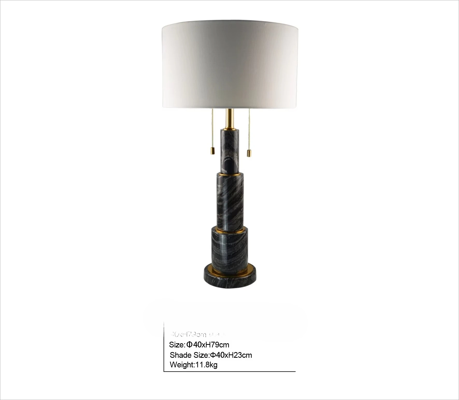 Antique Interior Table Lamp Brass Black Marble