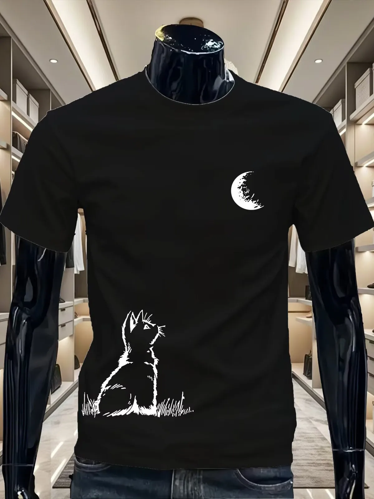 Trendy Brand Creative Printing Short-sleeved T-shirt Men's Summer New Trend Ins Casual Cotton Half-sleeved Top