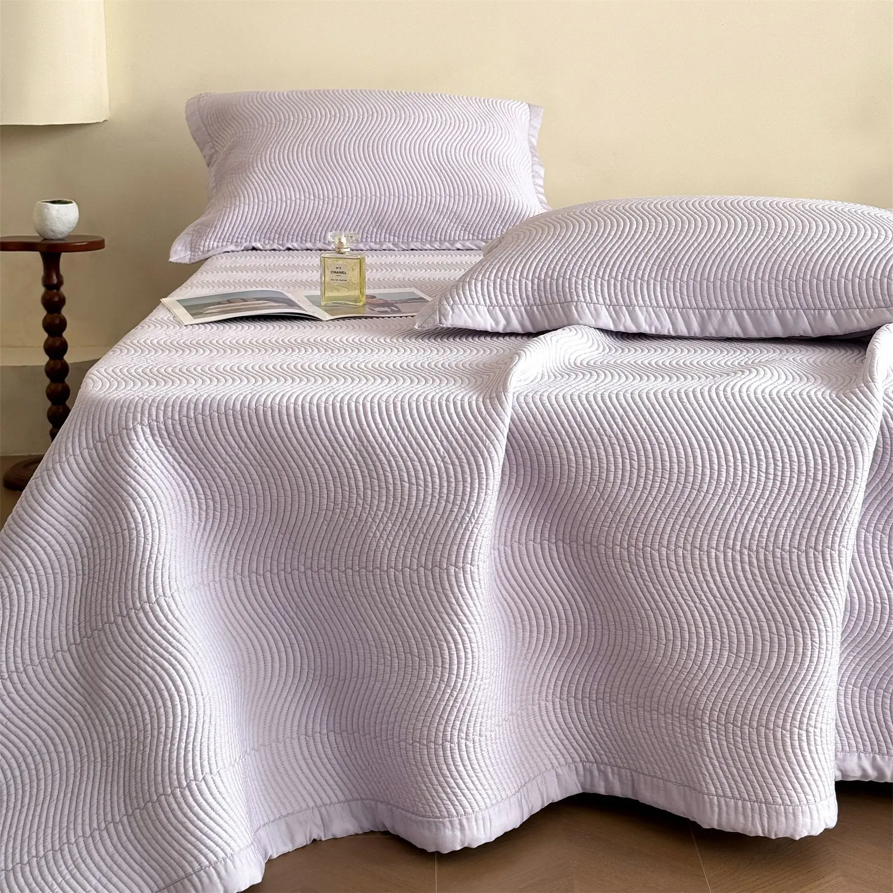 Spring and summer 50 Lyocell fiber quilted solid color bed cover pillowcase cool macaron simple thickened bed sheet