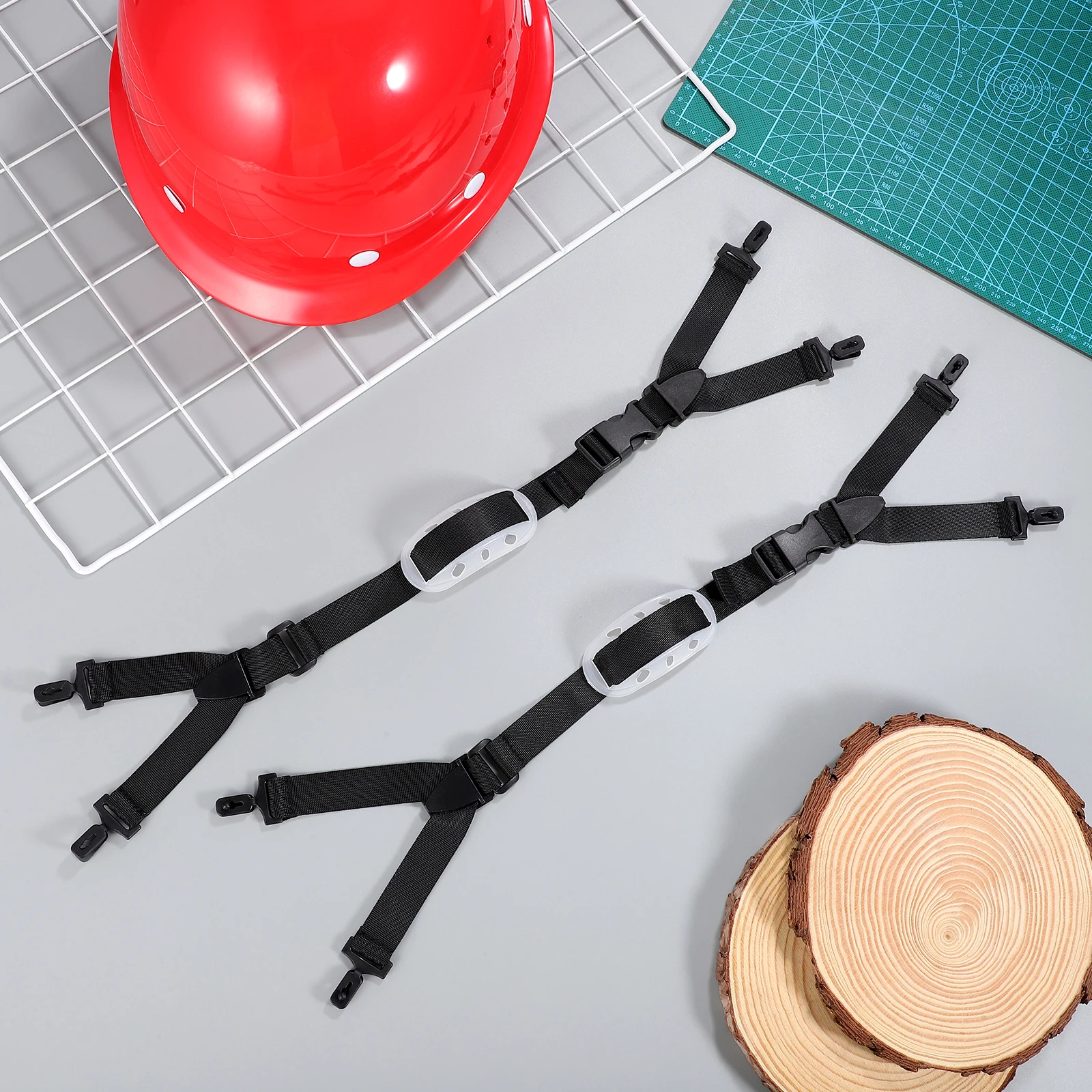 

2pcs Safety Hard Hat Chin Straps Lightweight Reliable Practical Polyester Flexible Durable Construction Workers Black White