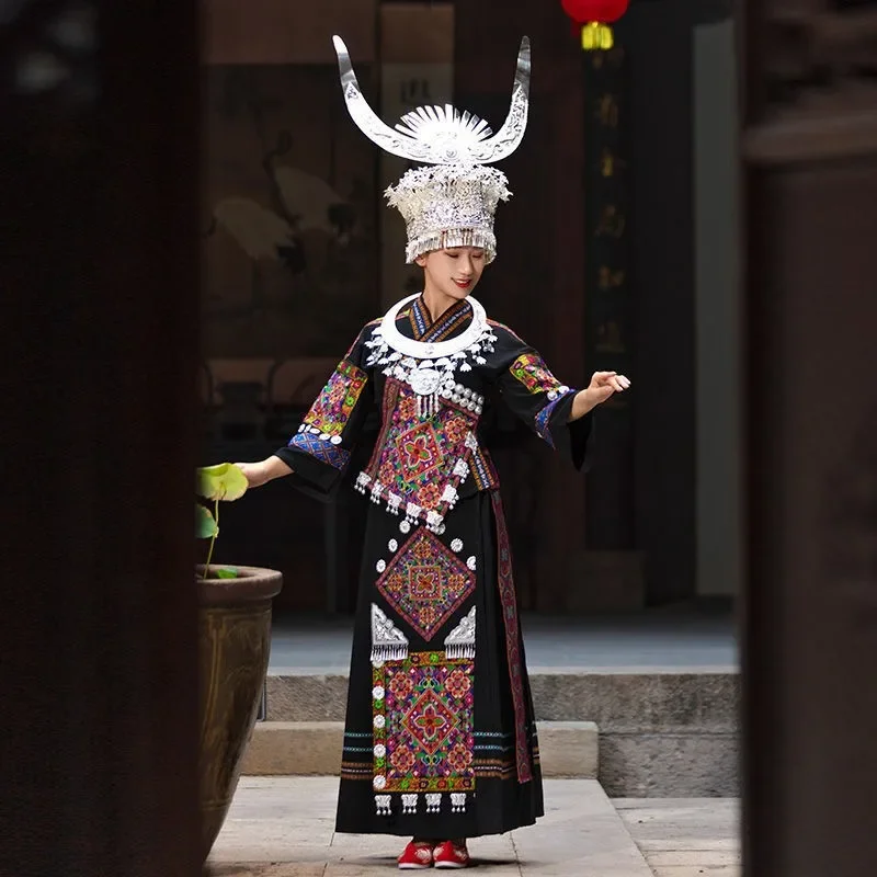 

Miao ethnic clothing for girls in Guizhou Miao region, dress for girls in Xiangxi Miao and Tujia ethnic minority clothing, dance