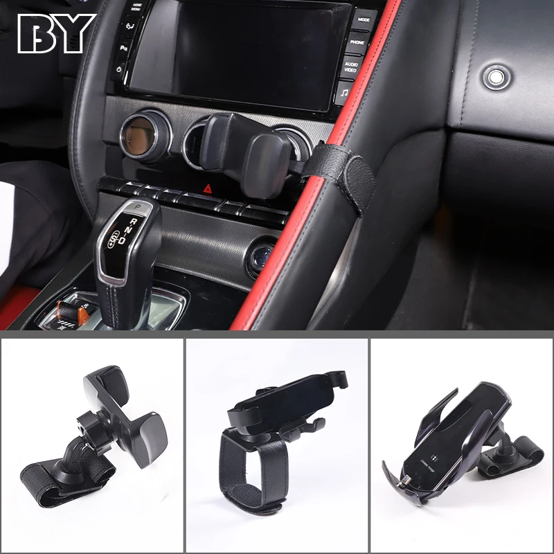 Car Central Control Handle Mobile Phone Holder For Jaguar F-TYPE 13-23 GPS Navigation Bracket Wireless Charging Car Accessories