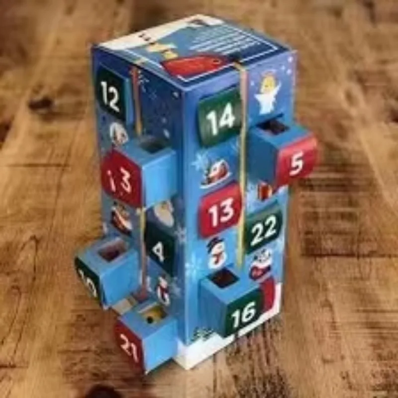 Personalizzazione. Calendario avvent Scatola cieca per il conto alla rovescia di Natale con calzini e giocattoli agitati Regalo di Natale Calendario regalo per giocattoli per bambini