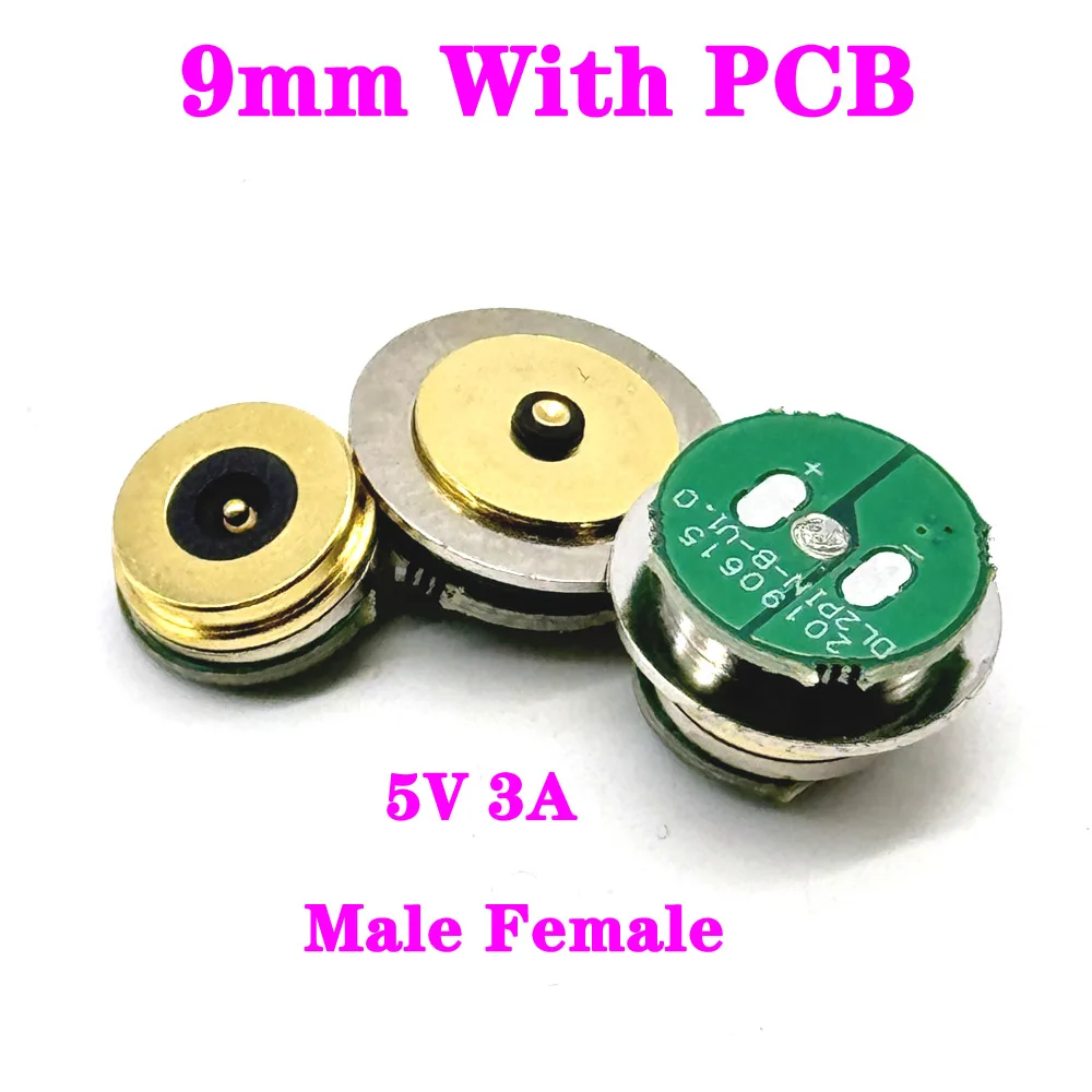 

1Pair 5V 9mm With PCB DC Magnetic Pogo Pin Connector Pogopin 3A Male Female Waterproof High Current Spring Loaded Power Socket