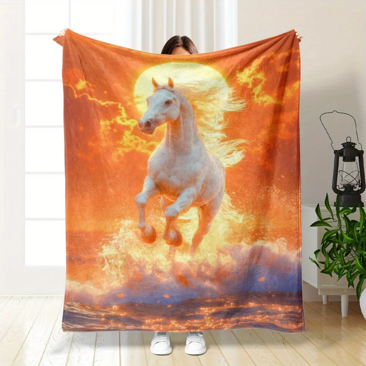 

Фланелевое одеяло с рисунком лошади заката - теплое и мягкое, идеально подходит для диванов, кроватей, гостиной, офисов и путешествий, на Рождество.