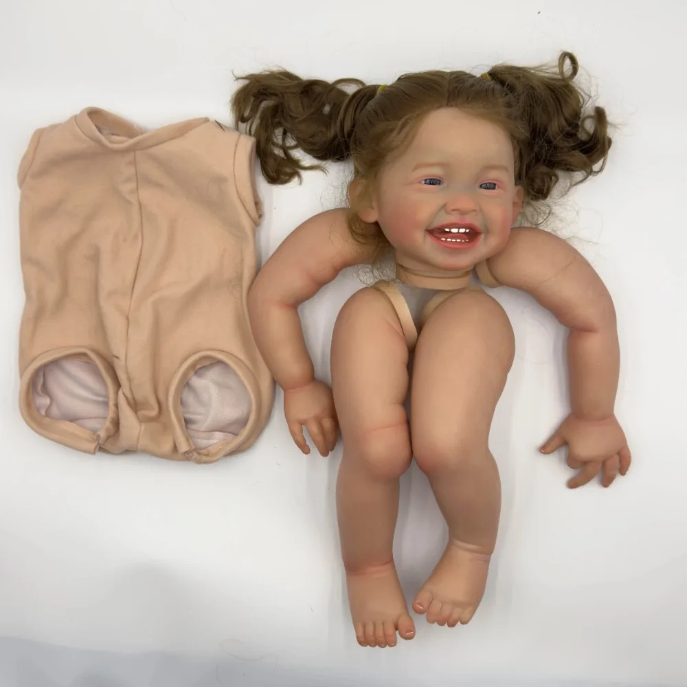 

24inch Reborn Doll Kit Mila with Long Hair Already Painted DIY Doll Kit Unfinished Reborn Doll Parts with Body and Eyes