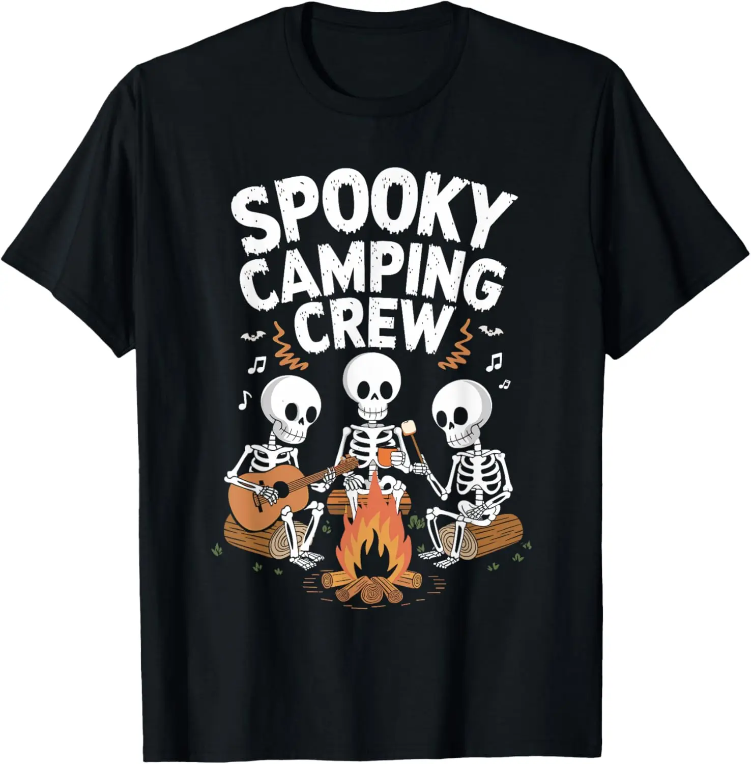 Funny Spooky Camping Crew Halloween Skeleton Camper Campfire T-Shirt