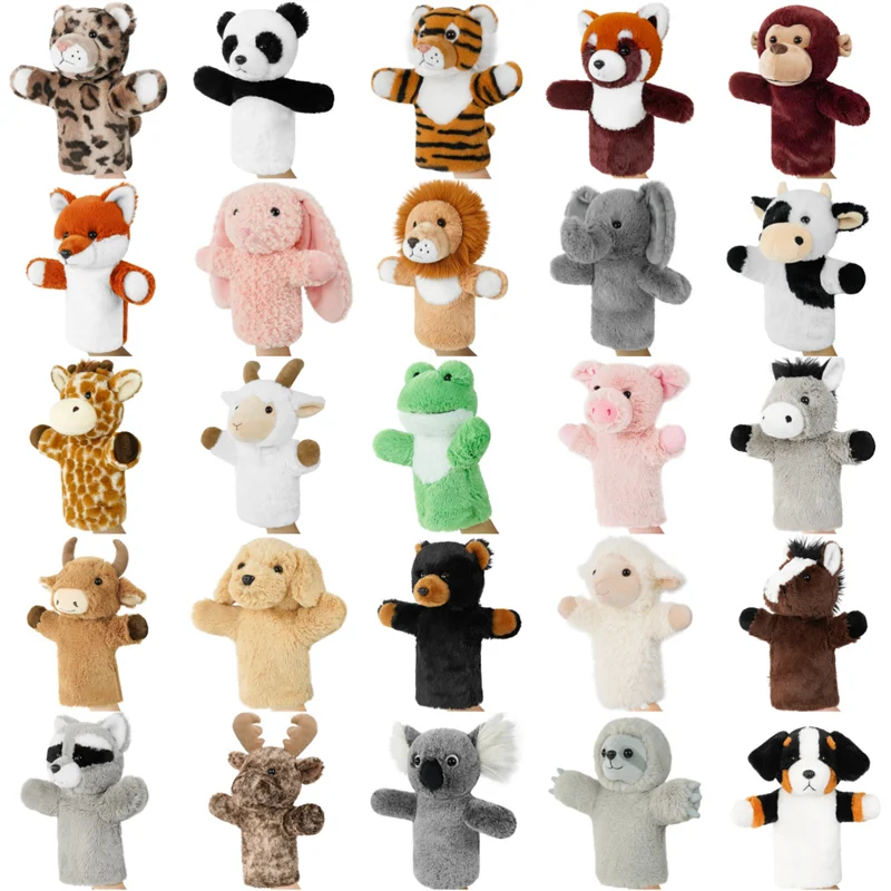 Cute Animal Hand Puppet Set 25 Different Wildlife Creatures Soft Stuffed Interactive Plush Toy Room Adorable Creative