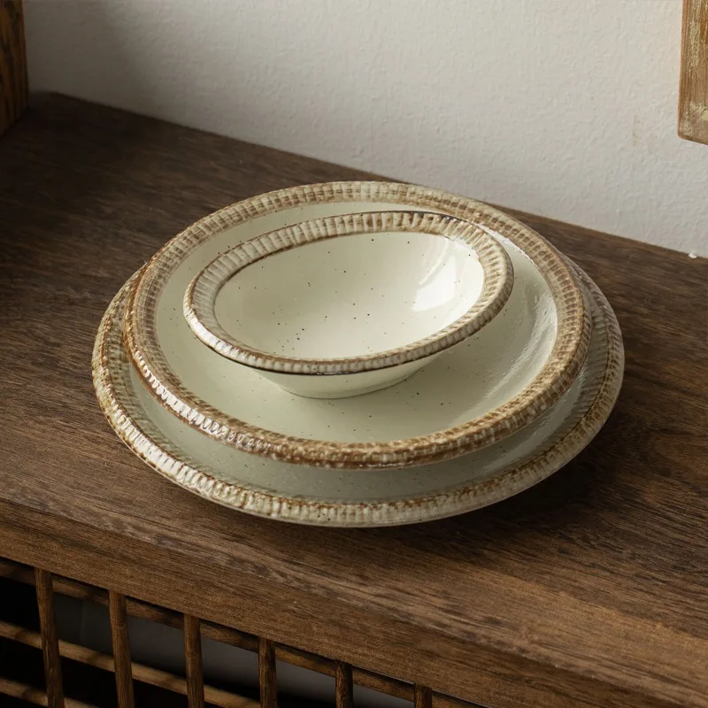 Japanese-Style Mino-yaki Vintage Stoneware Pink-Glaze Bowl & Plate, Veggie Dish, Dessert Plate, Salad Bowl - view 2