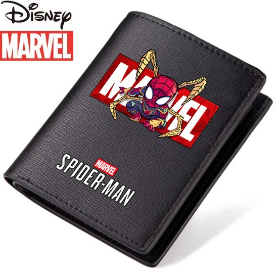 Cartera de mano de Disney Marvel Spider-Man para hombre, Cartera de estudiante de marca de lujo, ranura para múltiples tarjetas, gran capacidad,