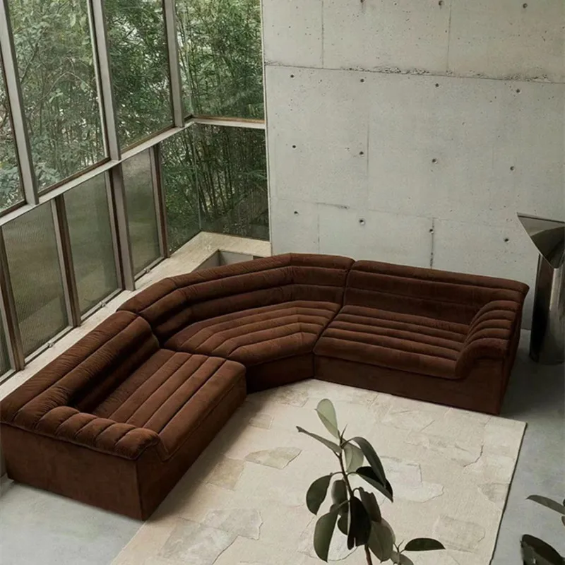 

Italian minimalist curved sofa light luxury large flat layer creative designer chocolate module