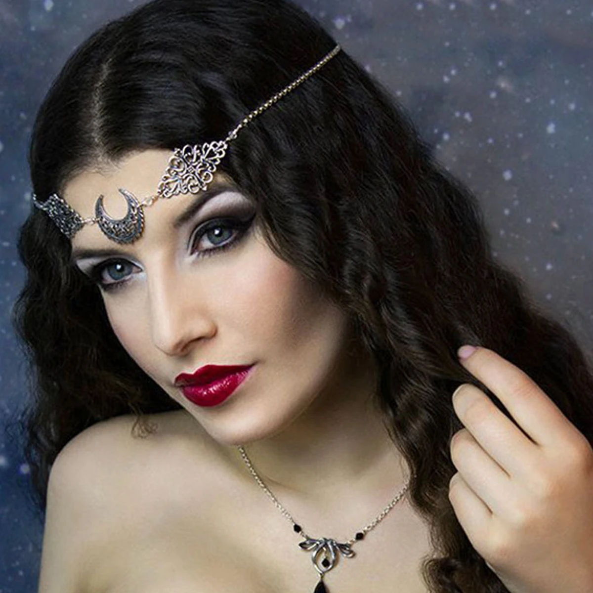 

2Pcs Crystal Bead Forehead Chain Elegant Hair Accessories Vintage Wedding Party Gift Creative Chain Styling Tool