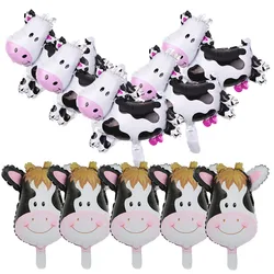 10pcs/lot mini Cow Balloons Cow Head Foil Ballons Baby Shower Decorations Farm Theme Anima Birthday Party Supplies