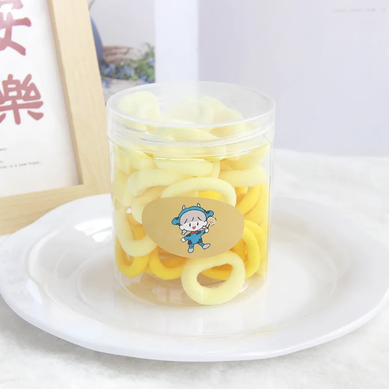 أربطة شعر للأطفال 50 قطعة جرة بلاستيكية ربطات عنق تيري عالية المرونة تصميم سلس خالي من التشابك مجموعة حوامل ذيل حصان صغيرة