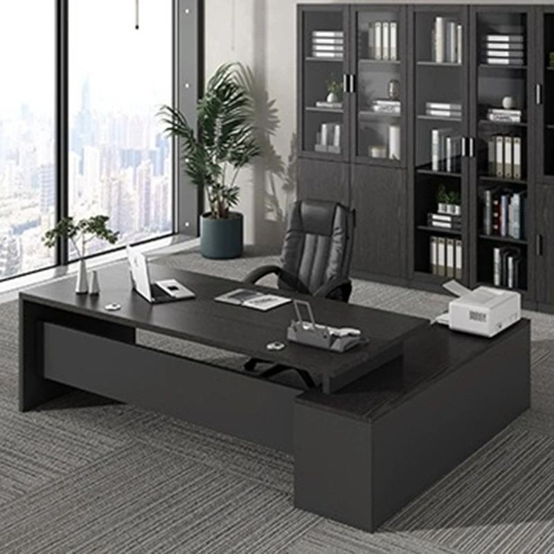 

Black Office Office Desk Study Decoration Modern Computer Gaming Standing Office Desk Drawer Escritorio Oficina Hotel Furniture