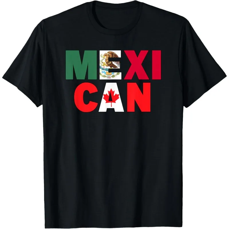 

Mexican Canadian Flag T-Shirt Men’s Graphic Tee Summer Casual Short Sleeve Cinco de Mayo Canada Day Gift Multicultural Pride