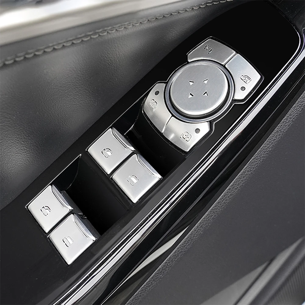 For Ford Explorer 2020 2021 2022 2023 LHD RHD Brand New Metal Sliver Car Window Lifter Switch Button Cover Auto Accessories