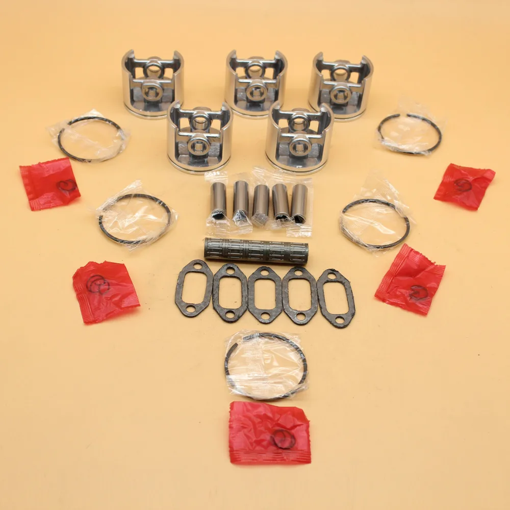 Kit de junta de rolamento de anéis de pistão 5 tamanhos 50mm para husqvarna 268xp 268k 268 especial 266xp peças sobressalentes de motor de motosserra