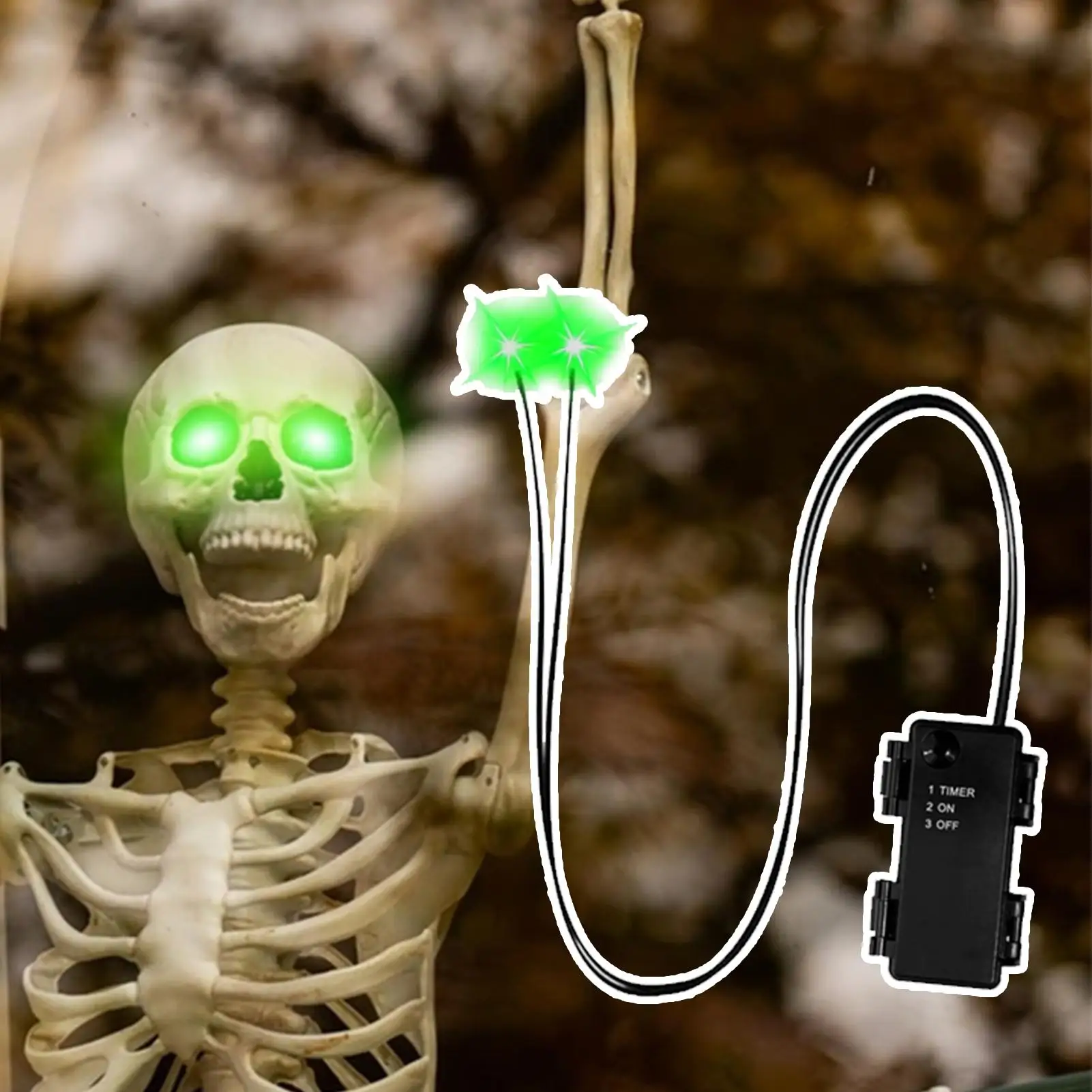 Glowing Eyes Halloween Decor with Timer LED Light Up Props for Skulls Pumpkins Tombstones Masks Halloween Party Decorations view 3