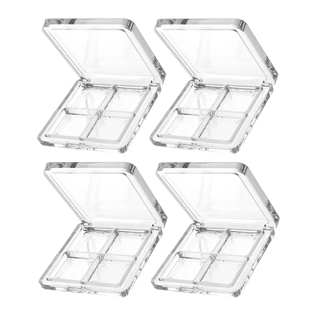 

4Pcs Clear Eyeshadow Box Empty Makeup Pans Refillable Palette for DIY Powder Foundation Blush Brow Compact Portable Organizer