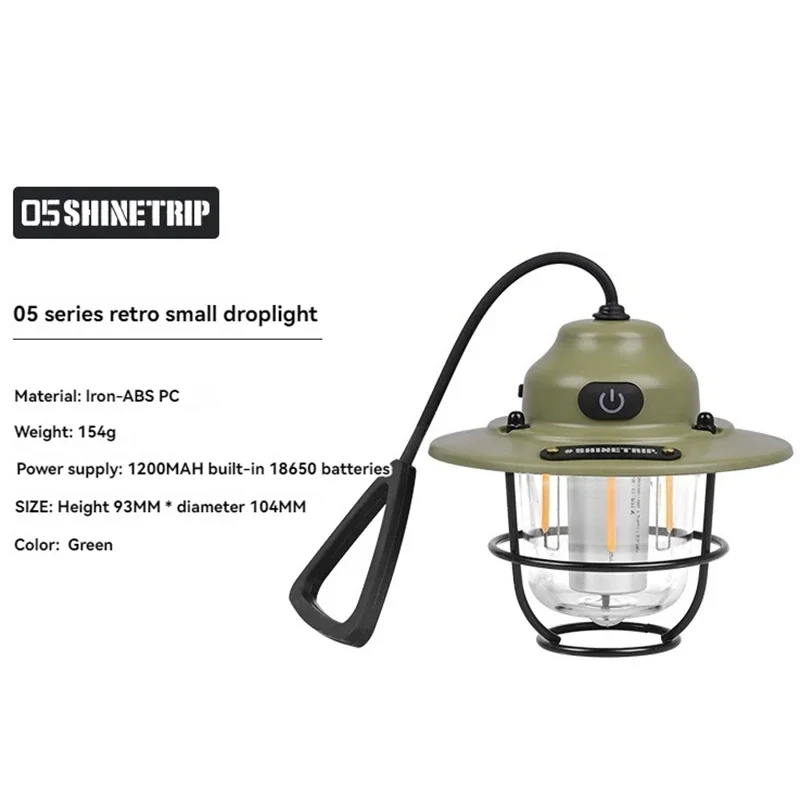 Shine Trip Outdoor Retro Smalldroplight, Campsite Lamp, Atmosphere Lamp, USB Charging Tent Light, LED Camping Hangling Lamp