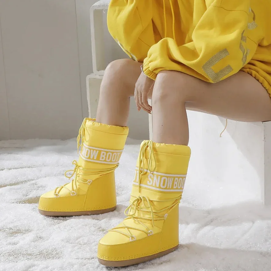 Winter Boots Women Snow Boots Mid-calf Cold-proof Antiskid Thicken Plush Waterproof Thick Platform Space Ski Boots Plus Size 부츠