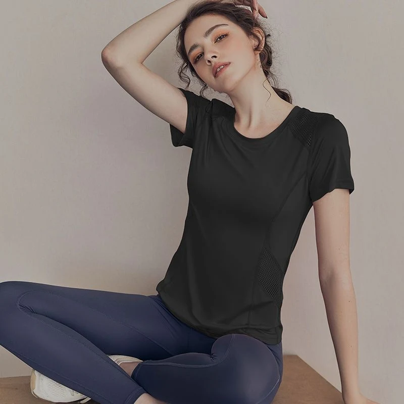 ชุดโยคะสตรี, เสื้อยืดกีฬา, ชุดออกกำลังกาย, เสื้อ, แขนยาว, แขนสั้น, ดูดซับเหงื่อ, แห้งเร็ว, ระบายอากาศได้ดี