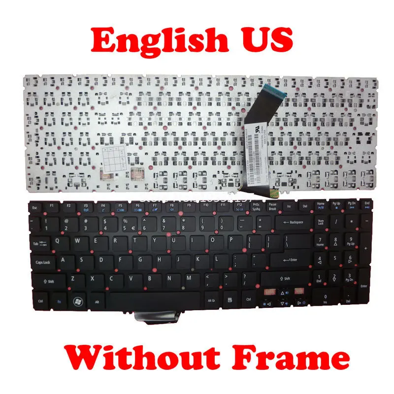 US FR Keyboard For ACER M5-581 M3-581 V5-571 V5-531 English US France 90.4VM07.O1D Brazil 90.4VM07.O0F 9Z.N8QBQ.L0R 60.M2DN1.033