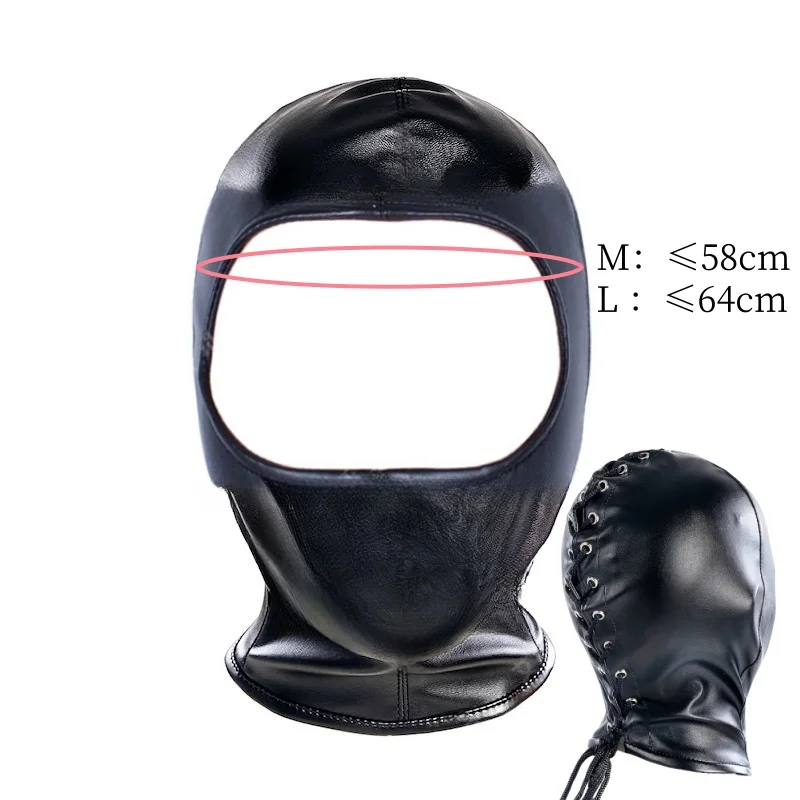Maschera fetish per adulti con lacci, regolabile unisex, con cappuccio elastico per il controllo sensoriale e funzione bondage integrale. Giocattolo sessuale per coppie._voghion.com